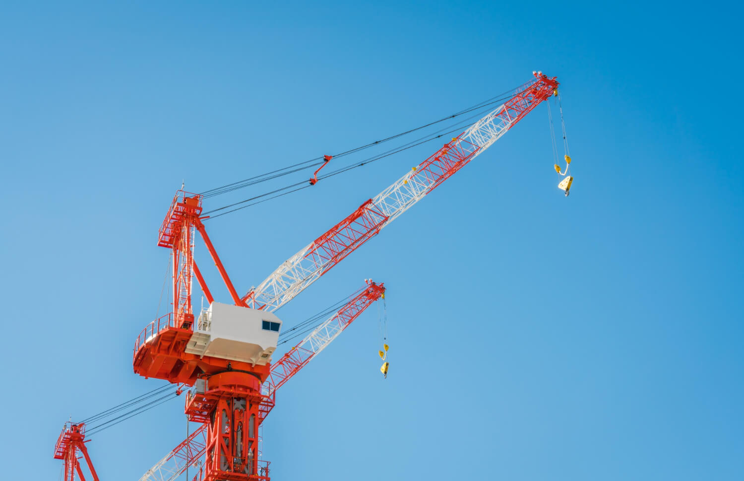 A crane high from the ground